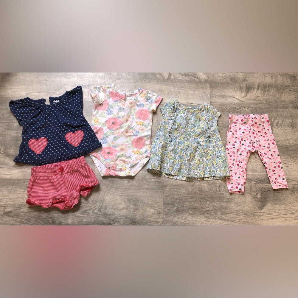 Kids Floral and Heart Print Outfit Set Baby Girl 6 Month Carters Summer Outfits